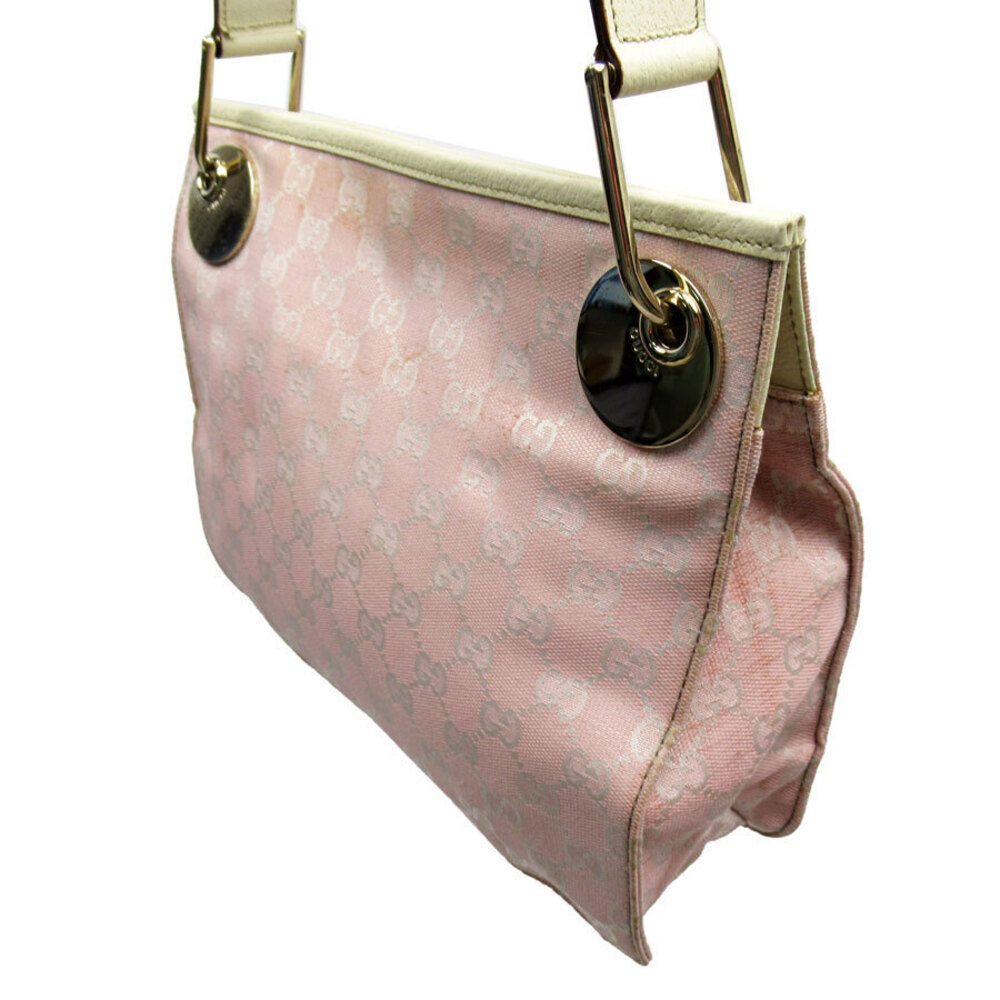 Gucci GG Shoulder Crossbody White Pink Bag Canvas Silver Pink Silver